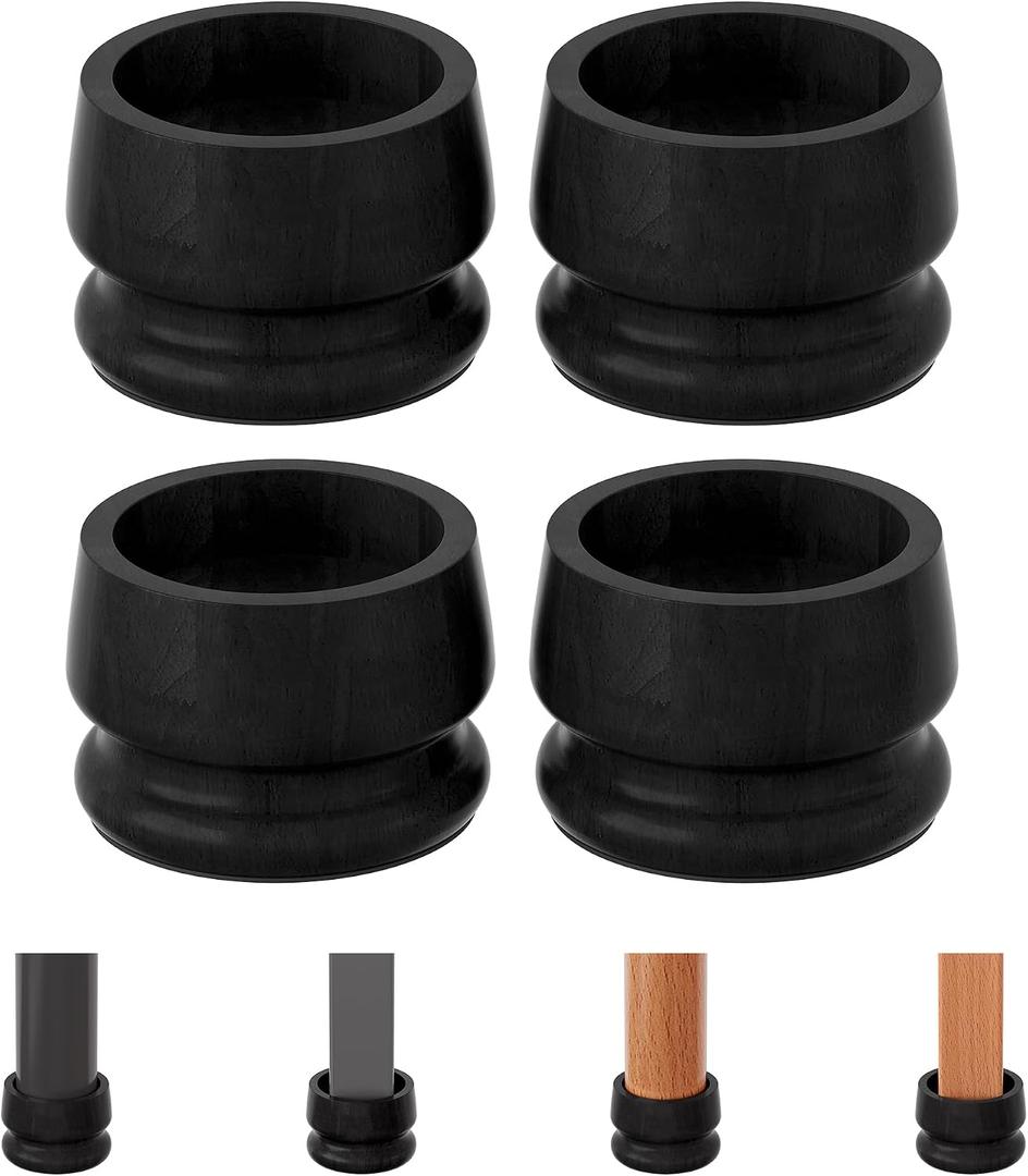 TQVAI Large Bed Risers Heavy Duty, 3" H(Inner 2" H), 2200 LBS Loading Capacity, Anti-Fall Edge, 4 Pack Wooden Bed Lifts Risers with Non-Slip Pads for King Queen Twin Full Bed Frame, Black