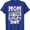 Baseball Birthday Party, Family Matching Shirts Mom of The Birthday Boy Baseball Baller Kids T-Shirt, blue Size Medium