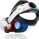 RGB Head Strap with Battery for Meta/Oculus, 10000mAh Battery Pack for Extended 8H of Playtime, Fast Charging VR Power (Meta/Oculus 2, Mac、PC) (L)