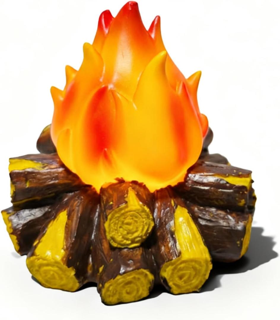 3D Artificial Campfire Night Light, Realistic LED Flame Firewood Lamp, Flameless Battery Operated Fire Pit for Indoor Home Decor, Camping, Party, Halloween and Christmas Gift