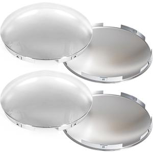 8 Inch Chrome Truck Hub Caps Dome Wheel Covers Rear Axle Cap Set of 4 Compatible with Peterbilt Freightliner Baby Moon Hubcaps Smooth Finish-Only for Front Wheel (4 Pcs)