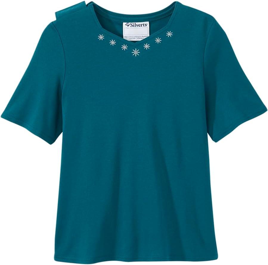 Womens Open-Back Adaptive Diamond T-Shirt (XX-Large, Caribbean Blue)