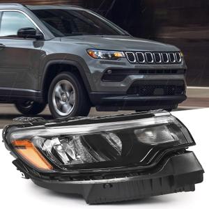 Huray Headlight Assembly for Jeep Compass 2022-2025 [LED High/Low Beam Light] [Halogen Side Marker] OE Head Lamp Replacement Passenger Side
