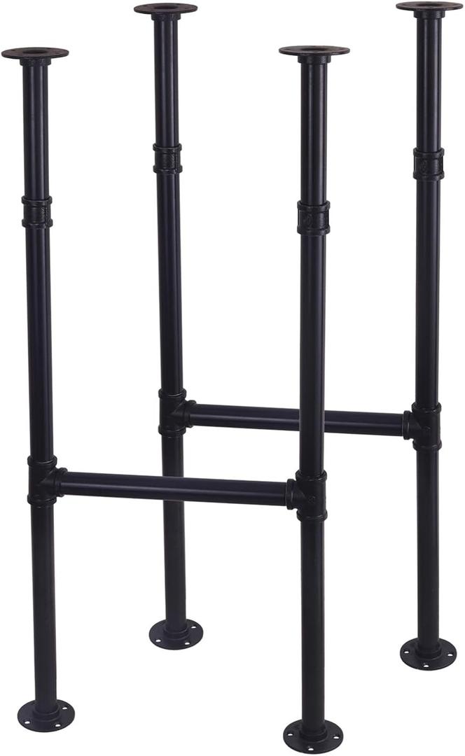 MUZIK 38 Inch Metal Table Legs, Black Painted Desk Legs, Industrial Pipe Counter Bar Height Table Legs, 2 Pack Dining Coffee Table Legs