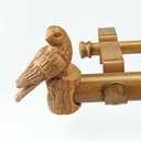 1-1/8 Inch Diameter Faux Wood Curtain Rod with Bird Design Finials, 72-144'' Telescoping Double Curtain Rods for window width 68-140 inch, Decorative Drapery Rods for Bedroom,Living Room