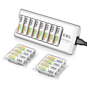 EBL AA Rechargeable Batteries,16-Pack Double A Battery (ProCyco 2800mAh) with AA AAA Battery Charger EBL AA Rechargeable Batteries,16-Pack Double A Battery (ProCyco 2800mAh) with AA AAA Battery Charger