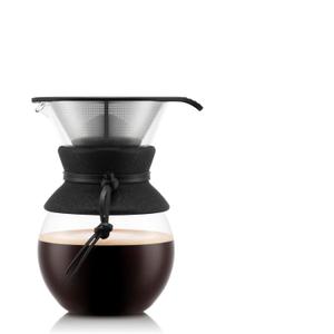 Bodum 34oz Pour Over Coffee Maker, High-Heat Borosilicate Glass with Reusable Stainless Steel Filter and Black Cork Grip - Made in Portugal