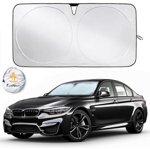 EcoNour Mirror Cut Car Windshield Sun Shade | Foldable Automotive Sun Blocker for Front Windshields | Premium Sun Protection for Cars, Trucks & SUVs | Medium (64" x 32")