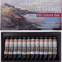 Artist Oil Colors, Set of 12, 21ml Tubes, Assorted, Highly Pigmented Triple Milled Rich Subtle Greys From The Tube