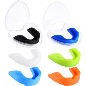 BBTO 6 Pcs Youth Kids Mouth Guard for Sports, Boys Girls Mouth Guard with Case, Mouthguard for Wrestling Boxing Basketball Hockey Football (Classic Style, Assorted Color)