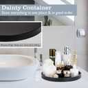 Emibele Vanity Tray, Resin Round Tray Decorative Storage Organizer for Bathroom Toilet Tank Bedroom Kitchen Countertop, Jewelry Storage Dresser Tray for Candle,Lotion Bottle,Cosmetics, Matte Black