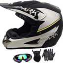 Youth Dirt Bike Helmets DOT Approved Fashion Kids Motocross, ATV, Off-Road, Four Wheelers, BMX Motorcycle Bike Helmets (Goggles Gloves Faceshield) Small
