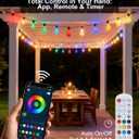 Smart Outdoor String Lights, 100FT (50FT*2) RGB Color Changing Patio Lights with Timer, 21-Key RF Remote and Bluetooth, IP65 Waterproof Shatterproof LED Lights for Backyard Balcony Garden Party Decor