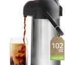 Cresimo Coffee Carafe with Pump - 102oz / 3L Airpot 12 Hours Large Hot Water Carafe, Cocoa Dispenser for Parties - Tea Flask, Insulated Stainless Steel Air Pots for Hot Beverage Dispenser -Coffee Pump