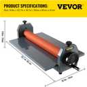 VEVOR 25 Inch Cold Laminator Machine 10mm Manual Vinyl Photo Film Cold laminator Hand Crank Pressure Cold Roll laminator(25 Inch)