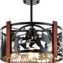 Farmhouse Rustic Slanted Ceiling Light Fixtures,4-Light Round E26 Base Black Metal Fixture with Bear Design Ideal for Kitchen, Living Room,Foyer, Bedroom, Hallway, and Rustic Style