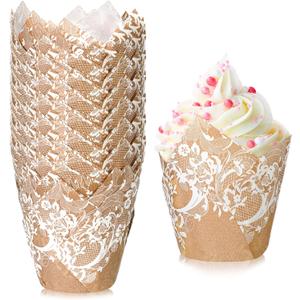Nuenen 200 Pcs Wedding Tulip Cupcake Liners Bridal Shower Muffin Liners Baking Cups Greaseproof Paper Cupcake Wrappers Cups for Party Wedding Anniversaries Birthdays Supplies