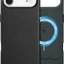 SHIELDON Genuine Leather Case for iPhone Air 6.5" 2025 | Compatible with Magsafe, Magnetic Wireless Charging, Anti-Scratch, Shockproof, Metal Buttons, Camera Bezel, Protective Phone Cover - Black