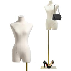 Female Mannequin Dress Form Torso, 47"-83" Height Adjustable Display Mannequin Body with Metal Stand, Retro Manikin for Sewing Clothing Jewelry Market Shop (White)