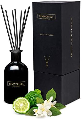 Benevolence LA Reed Diffusers for Home, Bergamot & Jasmine Relaxing Fragrance | Aromatherapy Reed Diffuser Sticks with Gift Box, Scented Sticks for Bathroom | Home Décor