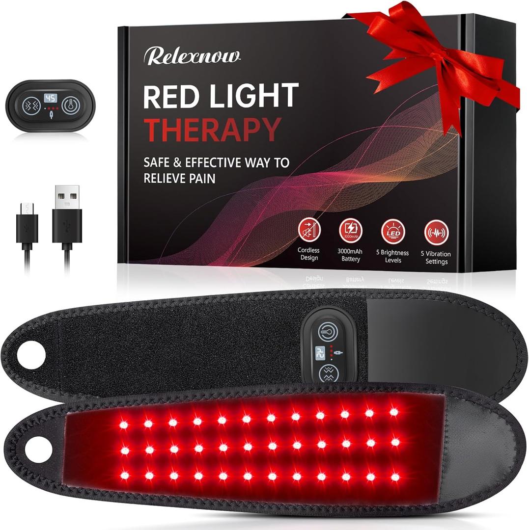 Red Light Therapy for Hands Wrist with Heat & Massage, FSA/HSA Eligible, 3000mAh Wireless Controller, Wearable Near Infrared & Red Light Wrist Wrap with 36 Beads for Faster Recovery & Hand Pain Relief