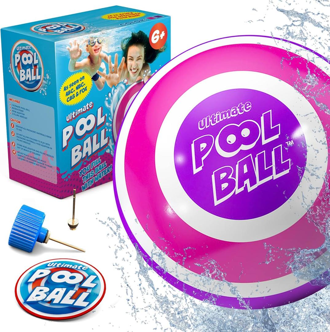 The Ultimate Pool Ball - Fill It with Water for Underwater Games - Outdoor Toys for Girls & Boys Age 6+ Tweens & Teens - Fun Easter Basket Stuffers for Kids - Top Spring Break Beach Holiday Essential (Pink/Purple 9 Inch Ball (14 Lbs Filled)