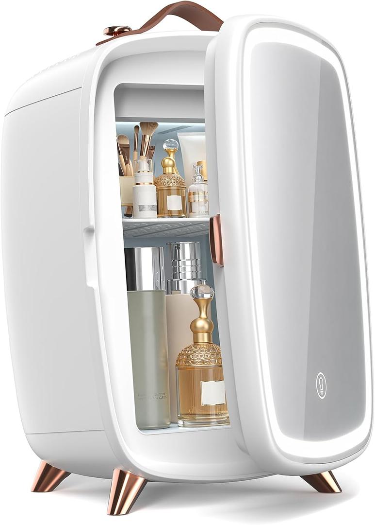 Electactic 6L Mini Skincare Fridge, Mini Fridge with LED Mirror, Compact
