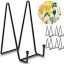 Hoewina 5 Pack 6 Inch Plate Stands for Display, Plate Holder Display Stands, Metal Frame holder stand for Book, Picture, Decorative Plate, Photo and Platter, Tabletop Art… One Missing