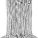 24 PCS Silver Bead Necklaces, Silver Mardi Gras Christmas Beads Necklaces, Patriotic Necklaces, 33 Inch Beaded Necklaces for Mardi Gras Christmas Party, 4th of July and New Year Eve Festive Events