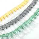 3 Yards Red Fabric Pleated Lace Edge Trim Gathered Mesh Chiffon Ribbon Embroidered Applique Sewing for DIY Sewing Wedding Bridal Dress Clothes Embellishment 2"Inch