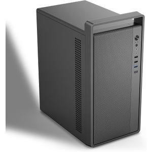 Micro-ATX PC Case with Handle | 0.7mm Steel Portable PC Case Fits max 260mm GPU & ATX PSU | Pre-Installed 120mm *1 Rear Fan | mini Tower Desktop Chassis for MATX/ITX, Black-M5