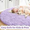 Amdrebio Light Purple Circle Round Rugs 4Ft for Girls Bedroom, Fluffy Fuzzy Area Rugs for Kids Room Decor Aesthetic, Soft Cute Furry Plush Shaggy Lavender Carpet for Living Room, Baby Nursery, Dorm