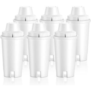 6 Pack Replacement for Brita® Water Filter Pitchers and Dispensers, BPAFree & NSF Certified, Classic OB03, Mavea® 107007 35557, Metro, Everyday, UltraMax, 1 Year Filter Supply
