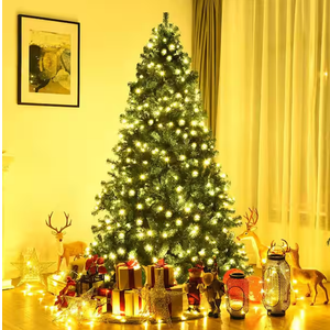 7.5 ft. Pre-Lit Hinged PVC Artificial Christmas Tree with 400-LED Lights and Stand