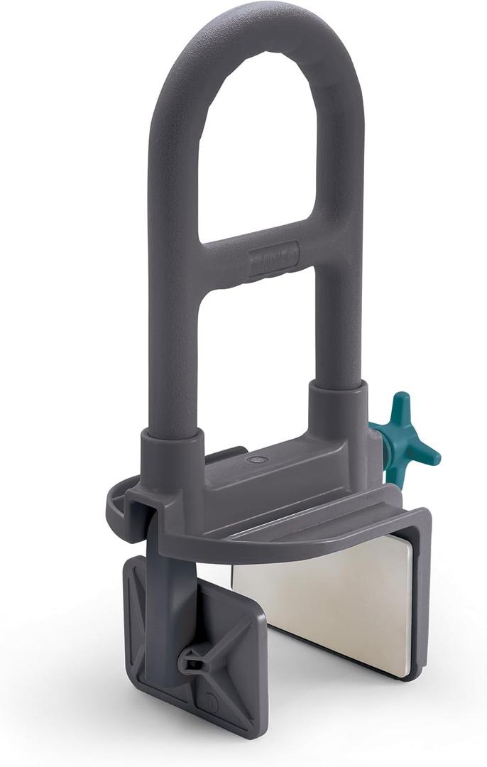 Medline Deluxe Plastic Tub Grab Bar, Microban Protection, 250lb Weight Capacity, Grey (Gray)