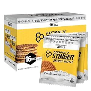 Honey Stinger Organic Vanilla Waffle, Energy Stroopwafel for Exercise, Endurance and Performance, Sports Nutrition for Home & Gym, Pre and Post Workout, Box of 16 Waffles, 16.96 Ounce 
