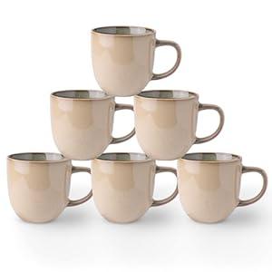 AmorArc 12oz Coffee Mugs, Ceramic Coffee Mugs set of 6 for Man, Woman, Dad, Mom, Modern Coffee Mugs with handle for Latte/ Cappuccino/ Milk/ Cocoa. Dishwasher&Microwave Safe, Latte