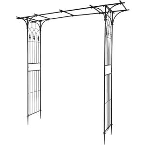 VINGLI Garden Arbor, Arch Archway for Wedding Ceremony Party, Steel Garden Trellis for Plant Climbing, Christmas Decorations Pergola for Backyard, Lawn (Black)