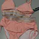 Blooming Jelly Women High Waisted Bikini Sets Tummy Control Swimsuits Color Block Two Piece Drawstring Bathing Suit (XL)