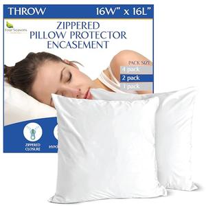 Euro Size Pillow Protectors (Set of 2) - European Square 16x16 Pillow Covers Waterproof Hypoallergenic Dust Proof Zippered Encasement
