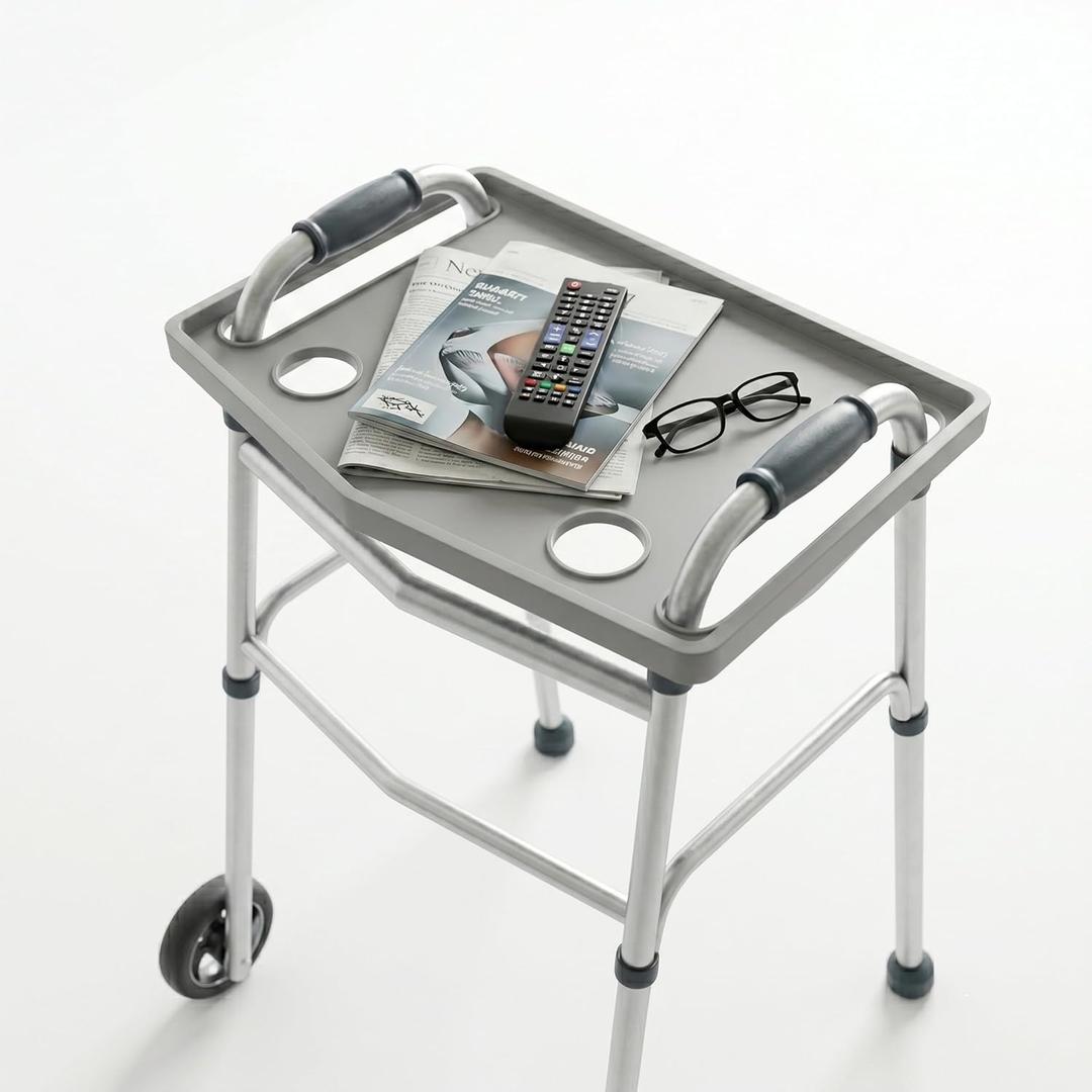 Bluestone Walker Tray- Upright with Holders-Universal Table Fits Most Standard Folding Walkers-Home Mobility Medical Equipment Accessories, 1 Count (Pack of 1)