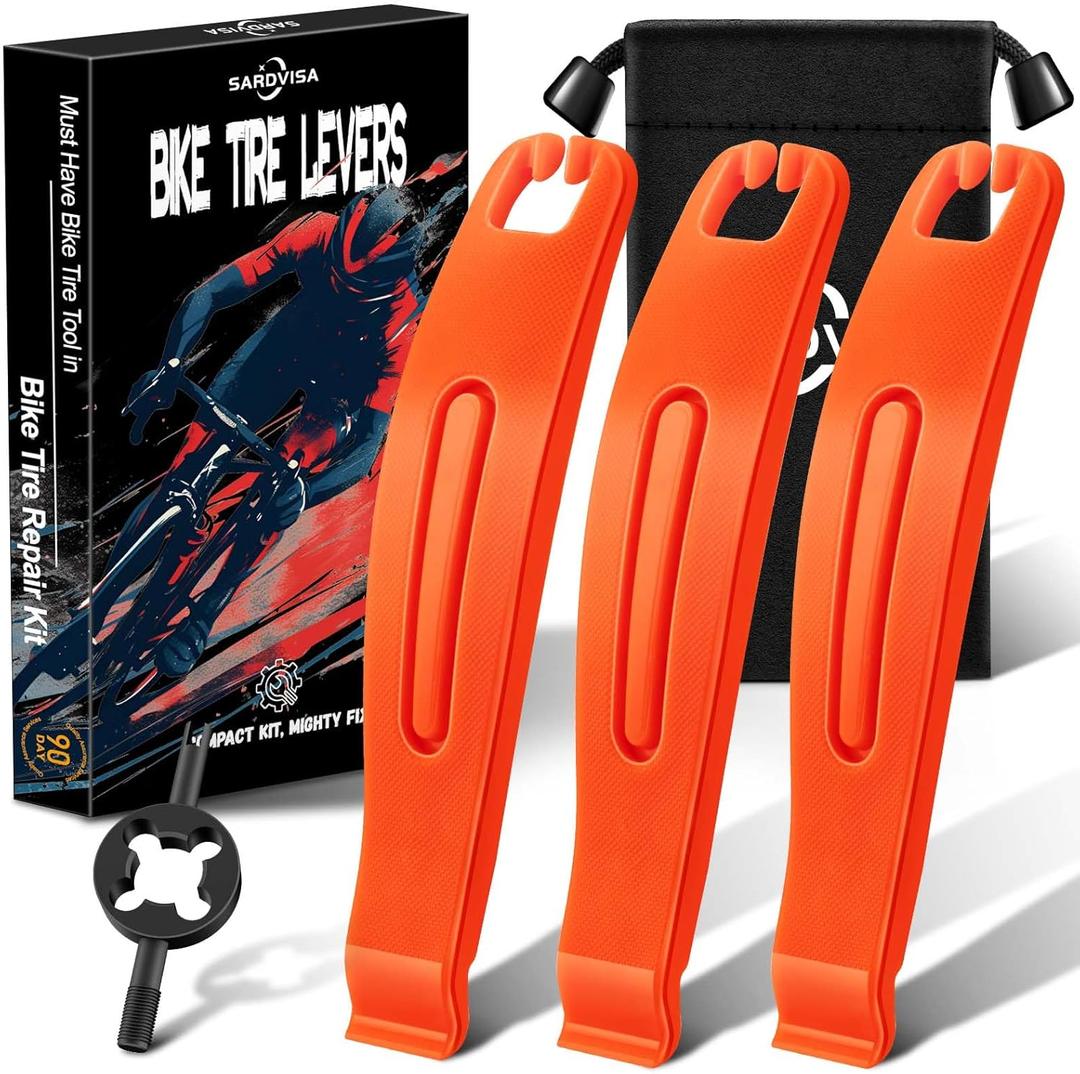 SARDVISA Bike Tire Levers| Ultra Strong Tire Levers & Stainless Steel Tire Spoons, Bike Tire Removal Tool for Road or Mountain Bike Tires, Must Have Bike Tire Tool in Bike Tire Repair Kit
