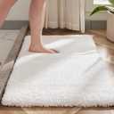 White Bathroom Rugs 24x36 Non Slip Fluffy Bath Mat for Bathroom Floor Washable Plush Luxury Bath Rug for Tub Soft Shaggy Absorbent Shower Sink Mat