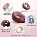 SPRFUFLY Super Soft Travel Pillow, 100% Memory Airplane Pillow with Sleep Mask and Ear Plugs, Breathable Removable Cover & Ergonomic Design - Essentials Neck Pillow for Airplane, Office & Home Use (Pink)