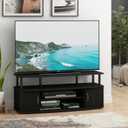 Furinno JAYA Large Entertainment Stand for TV Up to 55 Inch, Blackwood, 55 Inch Plastic Pole