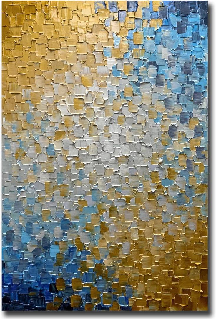 ART8YUQI Paintings - Texture color Wall Art Abstract 3D Views Picture Modern Landscape Artwork Oil Painting for Decor 24x36 Inch (Brown Blue)