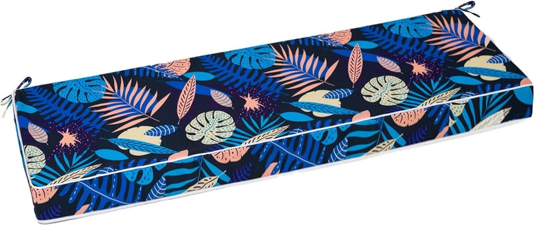 Outdoor Bench Cushion Waterproof, Bench Cushions for Outdoor Furniture, Patio Porch Swing Replacement Seat Pad with Ties for Garden Backyard, 60 x 18 Inch Plant Flowers