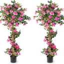 2Pack Artificial Bougainvillea Tree 5FT Faux Silk Pink Bougainvillea Plant with Pot for Indoor Outdoor Decor, Tall Fake Tropical Tree for Home, Office, Patio, Balcony, Wedding Decoration