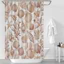 Modern Coralline Shower Curtain, Starfish Seashells Undersea Bathroom Decor Washable Shower Curtain Set with Hooks, 36x72 inch
