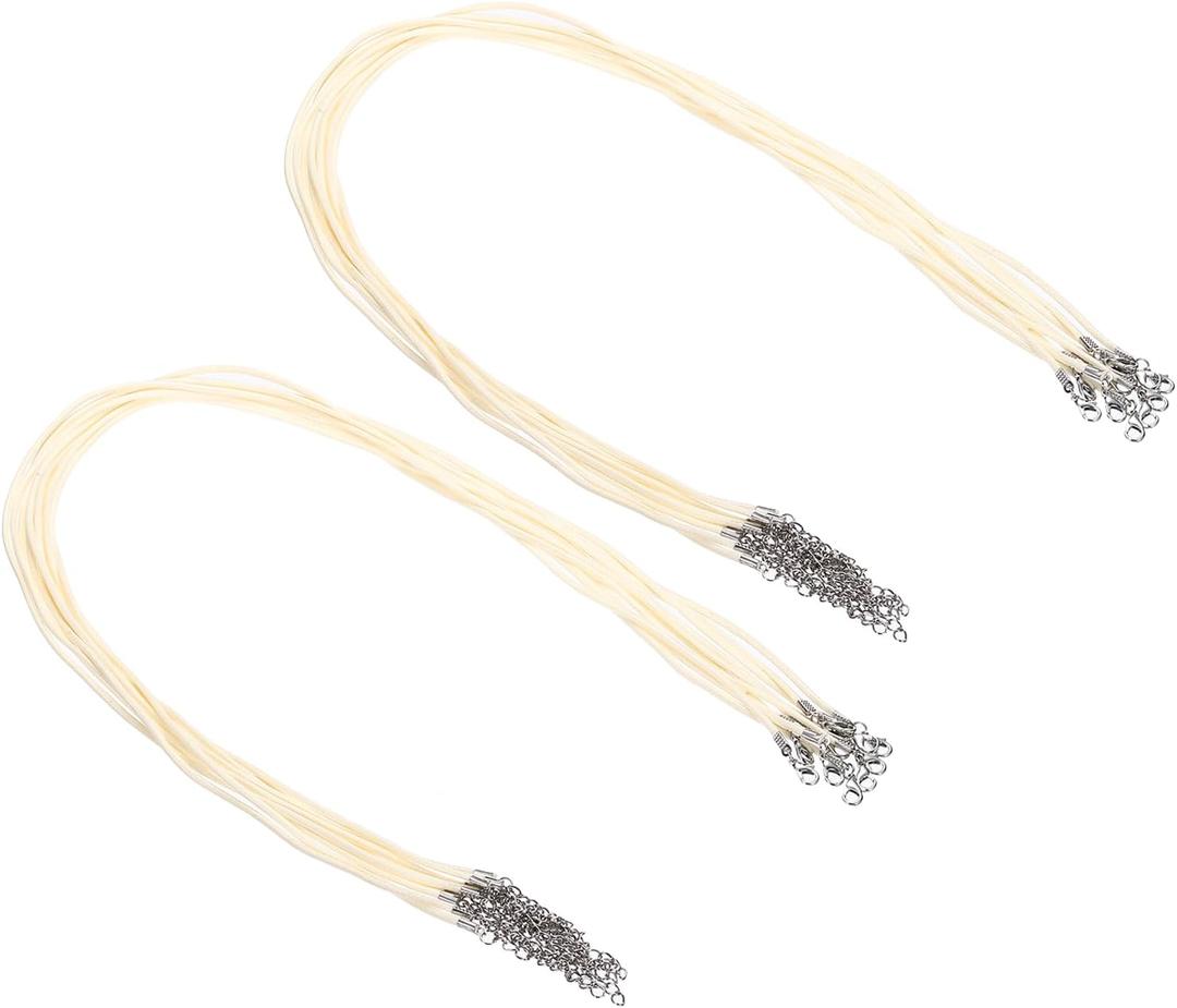 PATIKIL 24" Necklace Cord, 20 Pcs Waxed Bracelet String 2mm Thickness Necklace Ropes Bulk with Clasp for Pendants Bracelets Jewelry Making DIY Craft, Beige